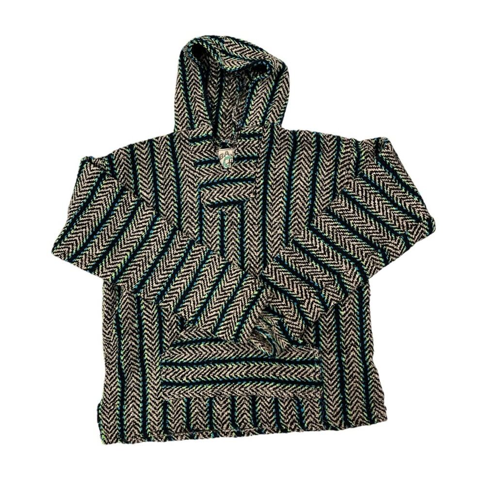 Baja Joe Drug Rug Hoodie Striped Pullover Woven Skater Indie Men’s Size Medium